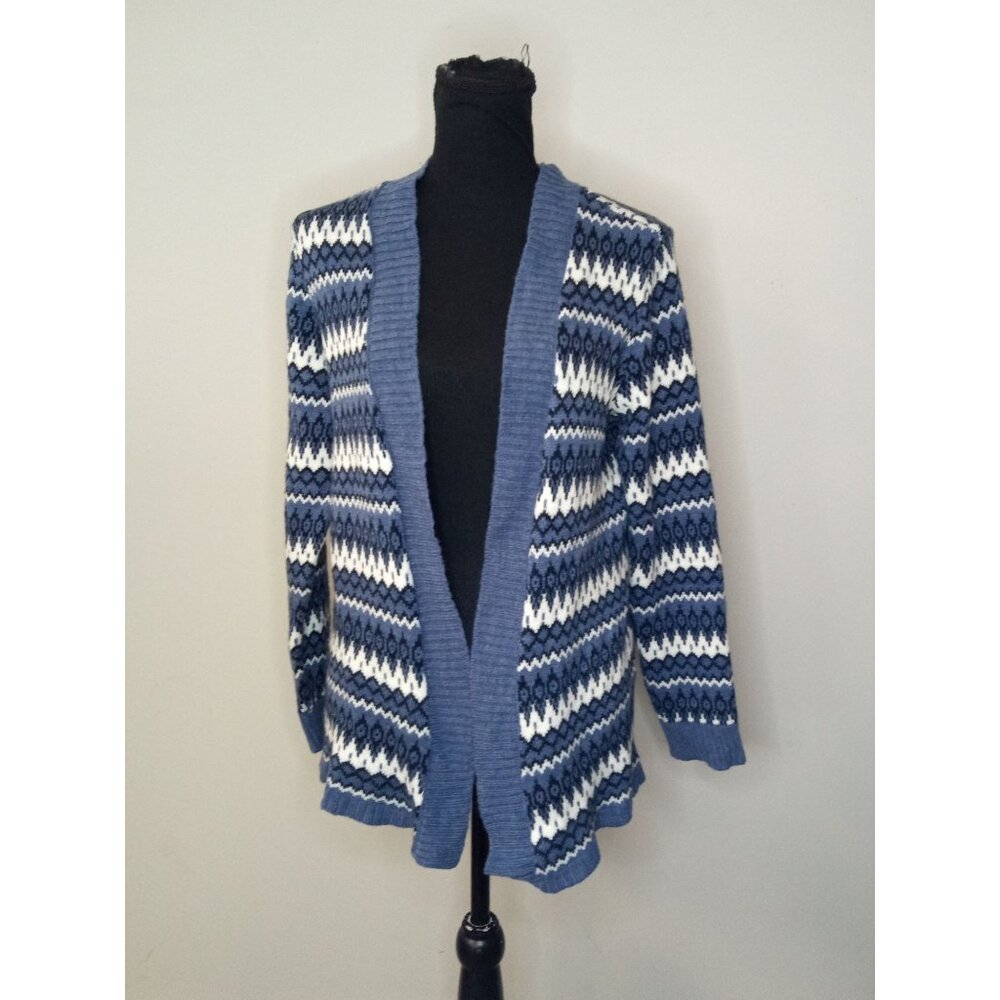 Croft & Barrow Blue White Cardigan Size Petite Medium